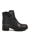 Black Genuine Leather Women's Heeled Boots with Fleece Inside 16463-1 Z - 2