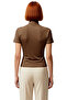 Fitted Stand Collar Short Sleeve Stretchy Knitted Blouse Summer Casual Distinguished Material Long Lasting - 4