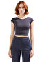 Crew Neck Fitted Crop Knitted Blouse Viscose Rib Summer Professional Look Special Design - 3