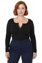 Women's Pool Neck Long Sleeve Fitted Bodycon Knitted Crop Blouse Plus Size Cool Comfort - 3