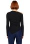 Women's Burgundy Draped Boat Neck Asymmetrical Stretchy Long Sleeve Knitted Blouse Ideal for Everyday Outfits - 4