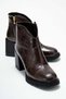 Brown Croco Detailed Women's Boots