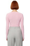 Women's Pink V-Neck Gathered Drape Detailed Stretchy Knitted Blouse Stylish and Feminine for Everyday Wear - 4