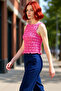 Fitted Seersucker Woven Blouse Sleeveless Boat Neck Casual Style Modern Style for Use