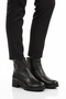 Black Genuine Leather Women's Heeled Boots with Fleece Inside 16463-1 Z