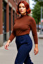 Women's Mock Neck Bodycon Corded Fabric Knitted Bodycone Blouse Plus Size Daily Comfortable