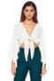 Women's V-Neck Spanish Sleeve Super Crop Woven Beachwear a Stylish and Spacious Summer Combination with a Blouse - 3