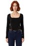 Women Square Collar Long Sleeve Knitted Blouse Lace Detail Quality Stylish Comfortable Modern Elegant Casual - 3