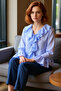 Women's V-Neck Lace-Up Long Sleeve Plain Woven Blouse Quality Stylish Comfortable Modern Elegant Casual - 2
