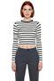 Women's Fitted Crew Neck Burgundy Striped Long Sleeve Viscose Ribbed Winter Blouse for Daily Wear - 3