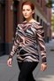 Women's Plus Size Boat Neck Animal Print Tulle Knitted Long Sleeve Quality Stylish Comfortable Modern