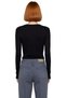 Women's Pink Viscose Ribbed Textured Fitted Crew Neck Long Sleeve Crop Blouse Suitable for Daily Use - 4