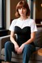 Women's Short Sleeve Gathered Detail Fitted Cotton Blouse Casual Style Carefully Selected - 2