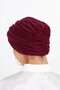 Burgundy Crossed Gathered Hijab Bonnet Fukuro Pleated 2512_16 - 6