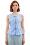 Women's Sleeveless Bow Detail Striped Woven Quality Stylish Comfortable Modern Elegant Casual - 3