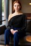 Women's Boat Neck Agraf Detailed Fitted Long Sleeve Knitted Blouse Ideal for Stylish Evening Outfits - 2
