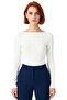 Women's Fitted Boat Neck Long Sleeve Stretchy Knitted Quality Stylish Comfortable Modern Elegant Casual - 3