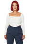 Women's Ribbed Piped Detail Knitted Crop Blouse Ideal for Spring Autumn with Cool & Comfort Style - 3