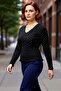 Women's V-Neck Polka Dot Pattern Ribbed Knit Knitted Top Plus Size Quality Stylish Comfortable Modern Elegant