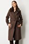 Sheepskin Collar Waist Belted Coat