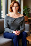 Women's Carmen Collar Ribbed Knit Knitted Long Sleeve Blouse Modern and Comfortable Cut Quality Stylish Comfortable Modern - 2