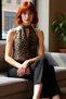 Women's Animal Print Halter Neck Tulle Blouse Quality Stylish Comfortable Modern Elegant Casual - 2