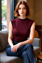 Asymmetrical Sleeveless Blouse Viscose Elastane Summer Fitted Stand Collar Stylish Look for Daily Wear - 2