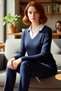 Women's Burgundy Polo Neck Color Block Long Sleeve Basic Silhouette Smart Persona 100% Cotton Winter Knitwear Top - 2