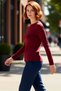 Women's Cotton Stretchy Knitted Boat Neck Long Sleeve Blouse Quality Stylish Comfortable Modern Elegant Casual