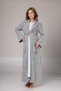 Women's Blue Melange Shawl Collar Full Length Winter Long Sleeve Special Design Maternity Nightgown Nightdress Set - 5