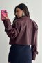 Women's Leather Jacket Short Sleeves Buckle Detail Pocketed New Season Outerwear - 3