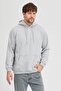 Men's Gray Melange Standard Fit Regular Cut Fleece Inside 3 Thread Hooded Cotton Sweatshirt - 3