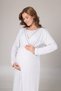 Women's Blue Melange Shawl Collar Full Length Winter Long Sleeve Special Design Maternity Nightgown Nightdress Set - 4