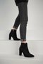 Non-Slip Sole Thick-Heeled Black Suede Boots (9 CM) - 3