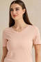 Women Pink Basic V-Neck T-Shirt - 4