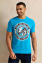 Men Blue Placement Print T-Shirt