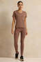 Women Brown V Neck T-Shirt - 2