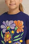 Girls Navy Floral Print T-Shirt - 4