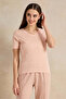 Women Pink Basic V-Neck T-Shirt