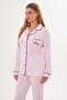 Women's Pink Shawl Collar Piped Special Design Maternity Pajama Set Nightgown 4-Piece Set - 6