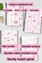 Pink Bouquet and Floral Themed Design Wire Spiral A5 Unlined 4-Piece Souvenir, Memory, School Notebook Set - 7