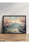 Pink Flower Tree One Piece Black Wooden Framed Painting - 2