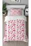Cherry Cherry Heart Love Fruit Pink Patterned Printed Specially Designed Single Duvet Cover Set Without Sheets