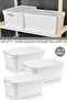 3 Pieces Decorative Pyramid Storage Box with Lid - Closet Organizer Organizer Box 10.8 Liters White