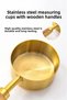Set of 4 Gold Stainless Steel Measuring Cups with Wooden Handles - 2