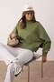 Haki Oversize/Geniş Kalıp Dik Yaka Kalın İçi Polarlı Örme Sweatshirt TWOAW26SW00205