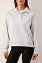 Gri Melanj Patlı Regular/Normal Kalıp Kalın İçi Polarlı Örme Sweatshirt TWOAW26SW00208 - 3