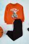 Orange Printed Boy's Knitted Bottom - Top Set Tkdaw26Au00059 - 2