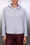 Gri Melanj Kalın İçi Polarlı Kapüşonlu Fermuarlı Oversize/Geniş Kesim Örme Sweatshirt TWOAW26SW00111 - 3