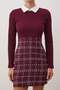 Burgundy Plaid Patterned Checked Woven Dress - TWOAW21EL0454 - 3